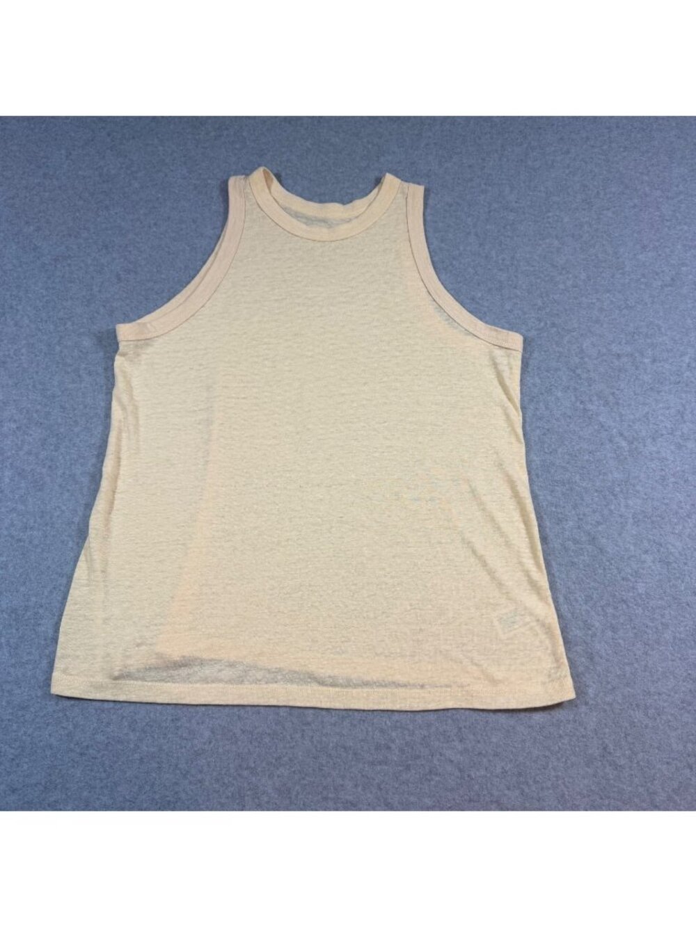 A New Day Women's Beige Linen Blend Sleeveless Tank Top Casual Lightweight